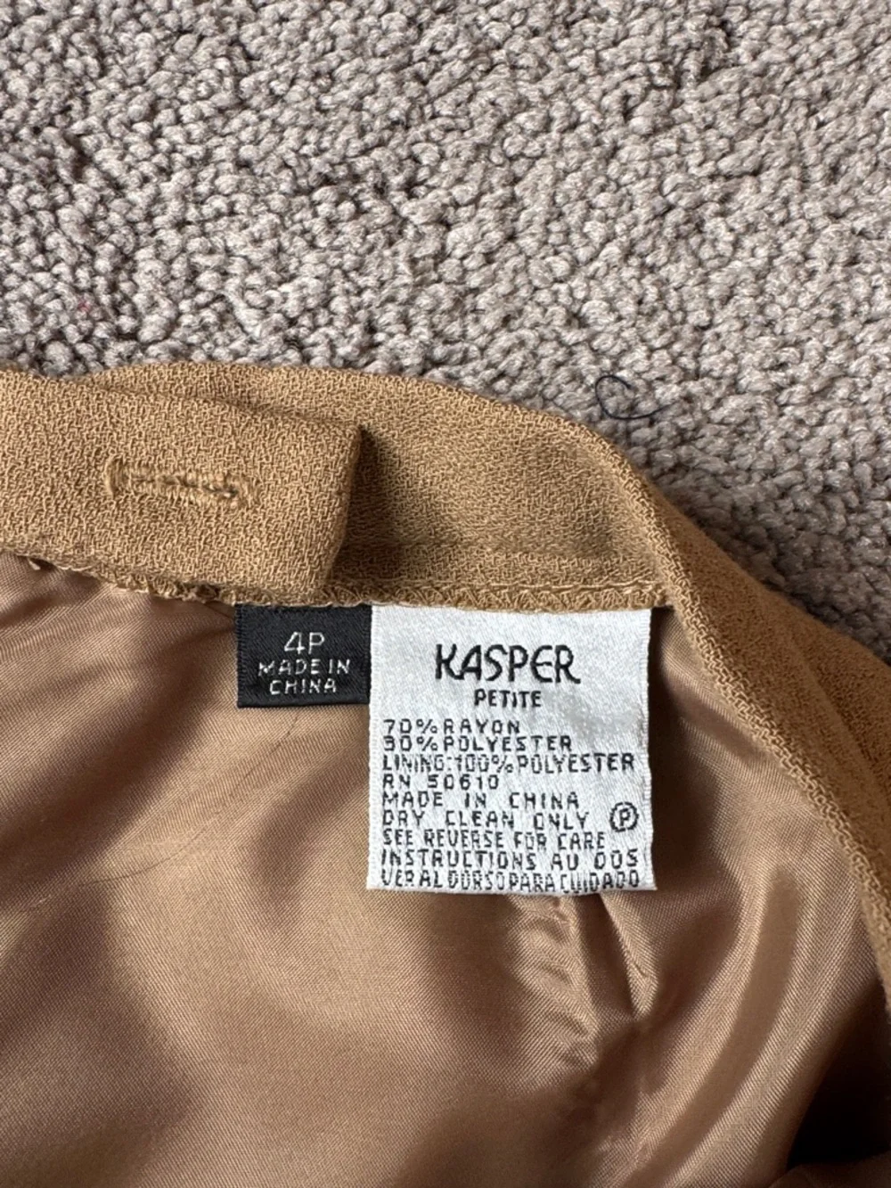 Kasper Tan 2 Piece Blazer Skirt Suit Petite SIZE 6P/4P Career Office